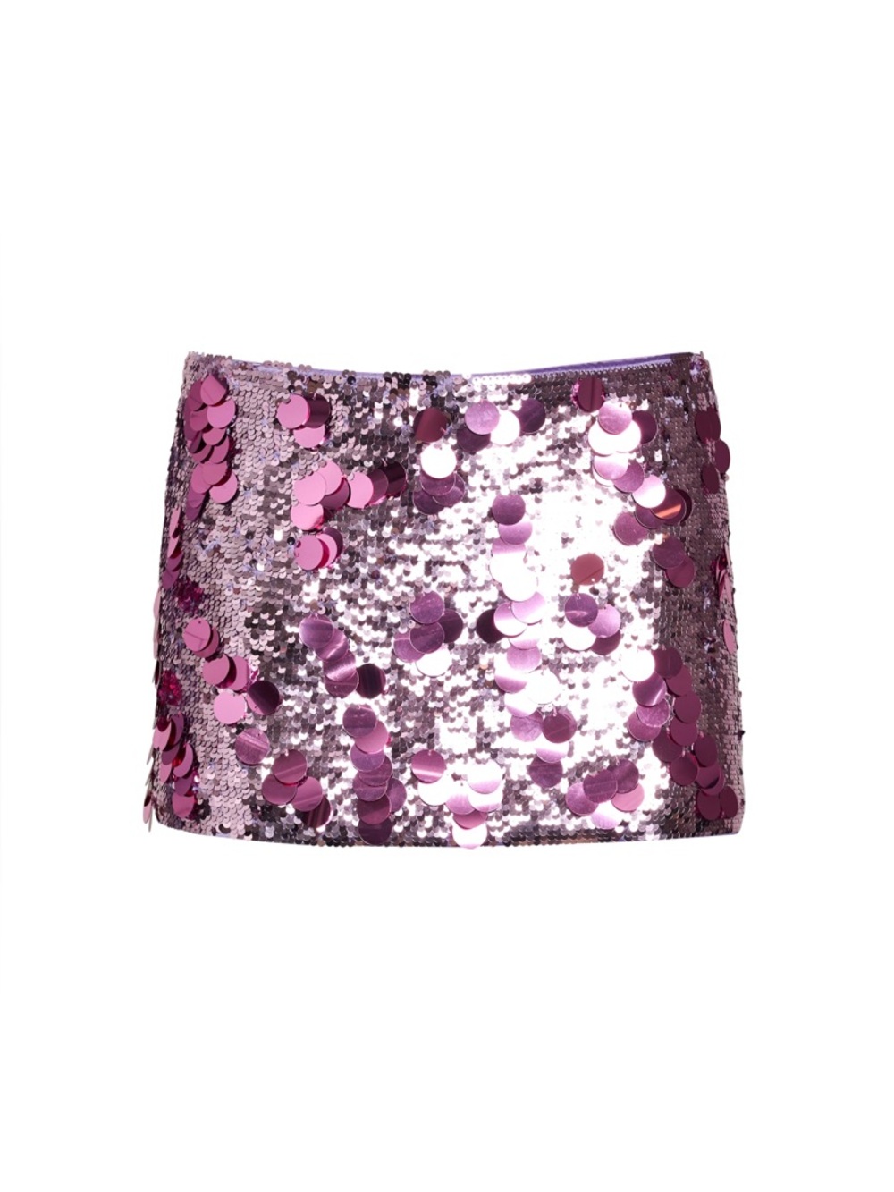 Guizio Low Rise Paillette Skirt in Lavender Sequin